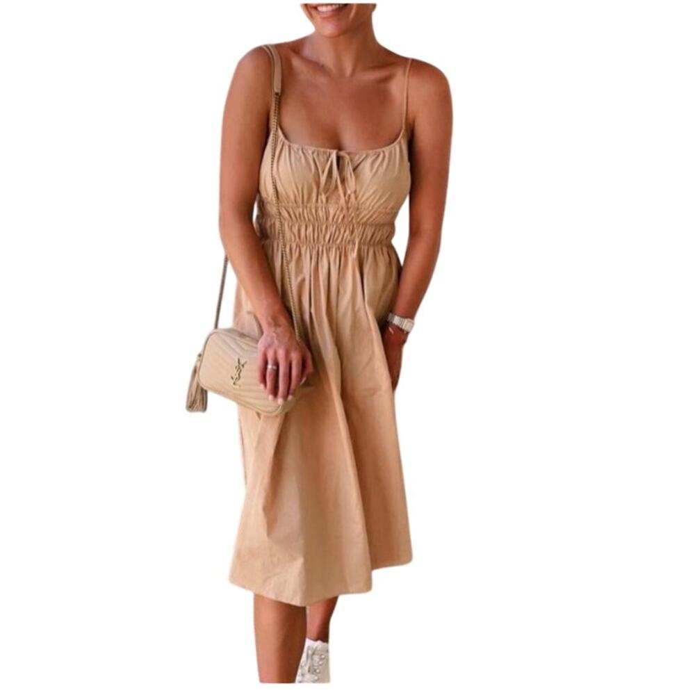 Sophie Rue Milkmaid Sundress XL Khaki Tan Revolve Anthropologie $238